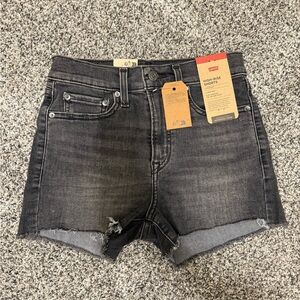 Levi's Black Jean Shorts High-Waisted Distressed